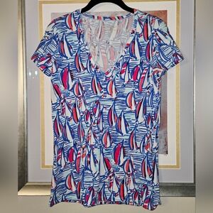 Lilly Pulitzer Tee Shirt, Small Tshirt, Sailboats, Small